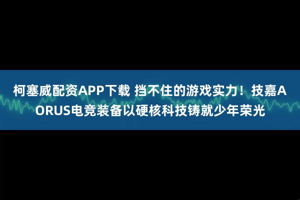 柯塞威配资APP下载 挡不住的游戏实力!技嘉AORUS电竞装备以硬核科技铸就少年荣光