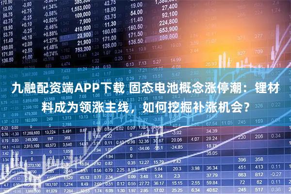 九融配资端APP下载 固态电池概念涨停潮：锂材料成为领涨主线，如何挖掘补涨机会？