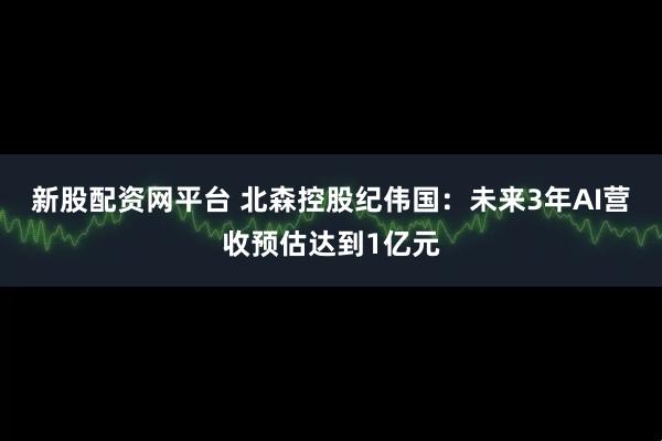 新股配资网平台 北森控股纪伟国：未来3年AI营收预估达到1亿元